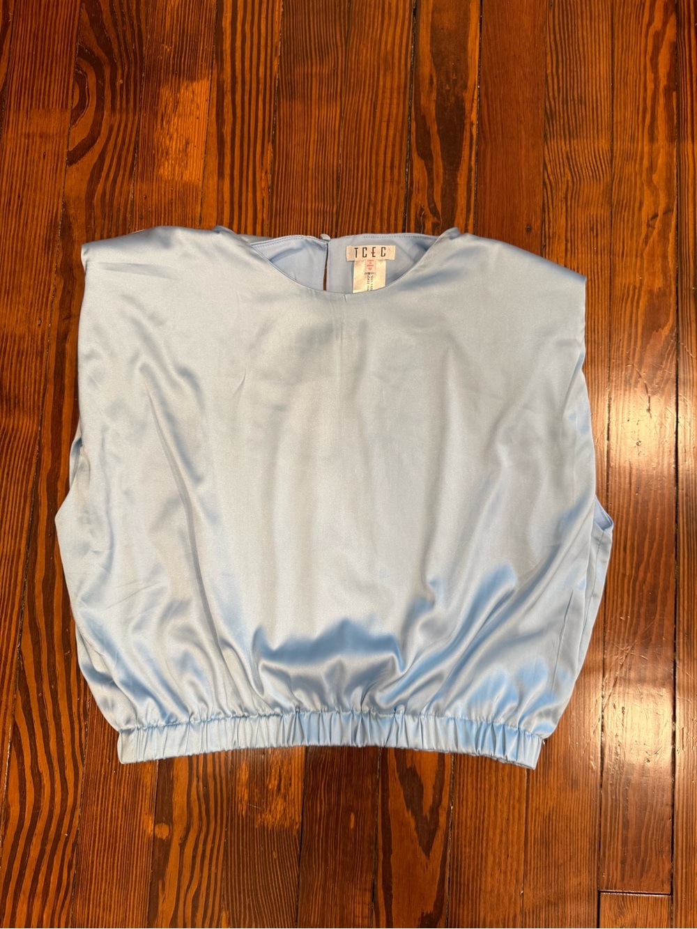 TCEC Pale Blue Satin Sleeveless Blouse